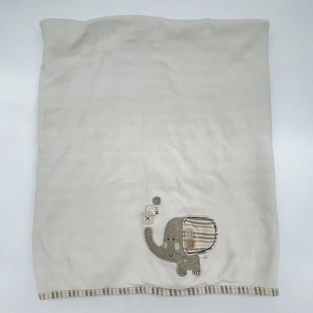 Natures Purest Elephant Blanket Safari Striped Neutral Unisex Striped Gray Tan